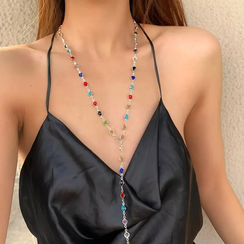 [Fanyee] Kalung Vintage Modis yang Sangat Indah Kalung panjang berwarna-warni temperamen kelas tinggi Q360 6