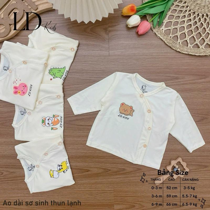 Áo tay dài sơ sinh ngà cúc chéo thun lạnh peptit cho bé 6-9kg 5