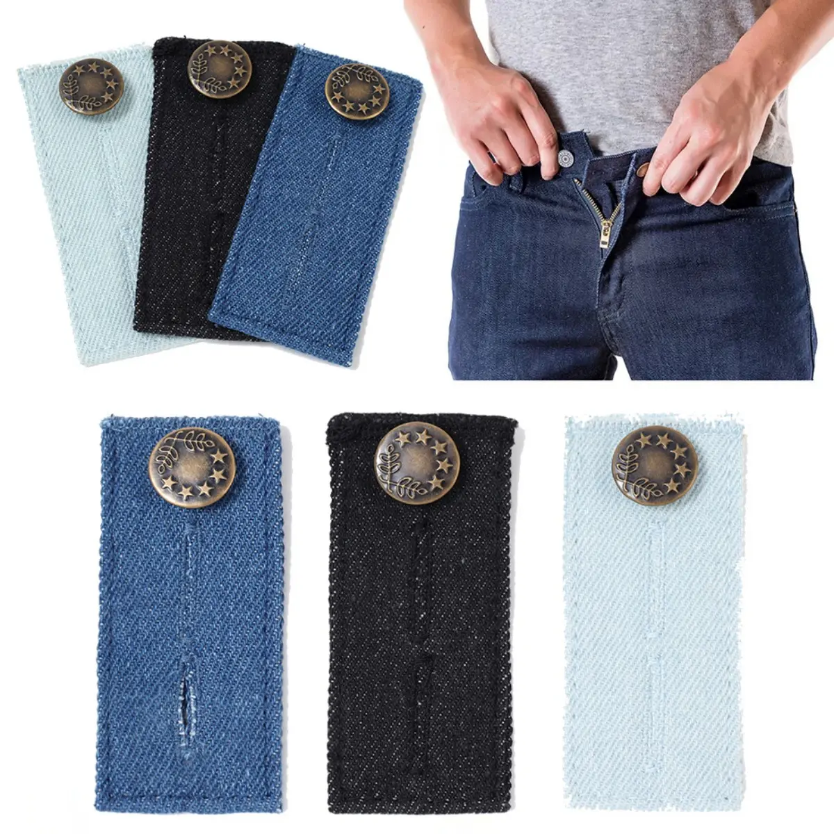 1Pc Unisex Belt Extension Buckle Jeans Waistband Extenders Button Elastic Extender Pant Extender Button Accessories