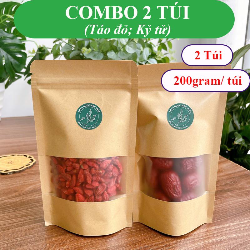 Combo 2 túi Táo đỏ, Kỷ tử sấy khô Mộc Miên, mỗi túi 200g Food Thức Ăn Ăn Vặt Snack Cay