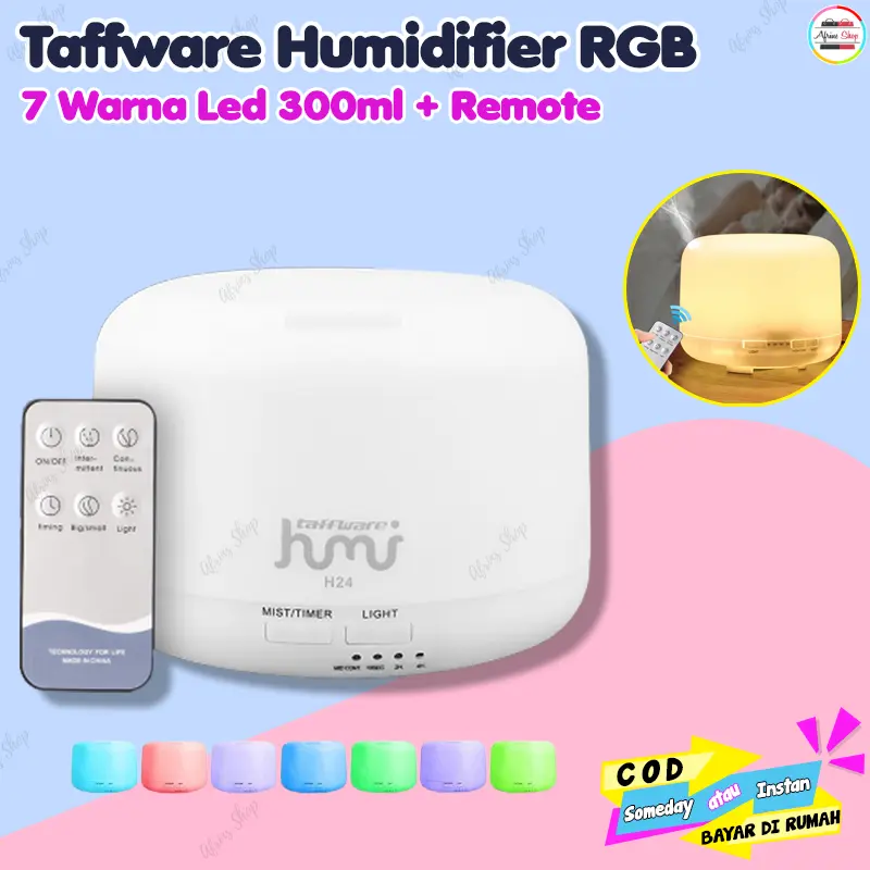 Taffware Humidifier Aromaterapi Elektrik 7 LED + Remote 300-500ML 1