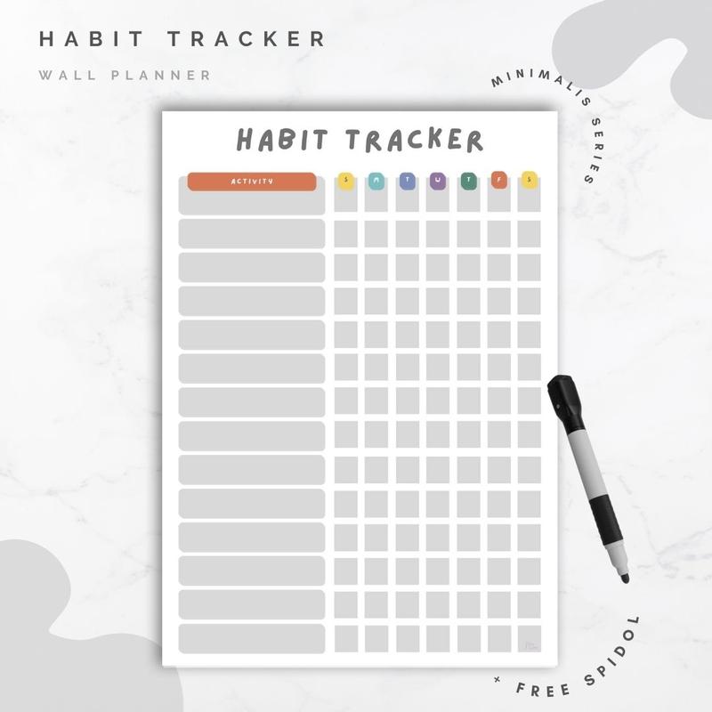 Wall Planner Solucine - Minimalis Series - Yearly Planner / Monthly Planner / Weekly Planner / Daily Planner / Meal Planner / Habit Tracker / Study Planner / To do List / Shopping List 5