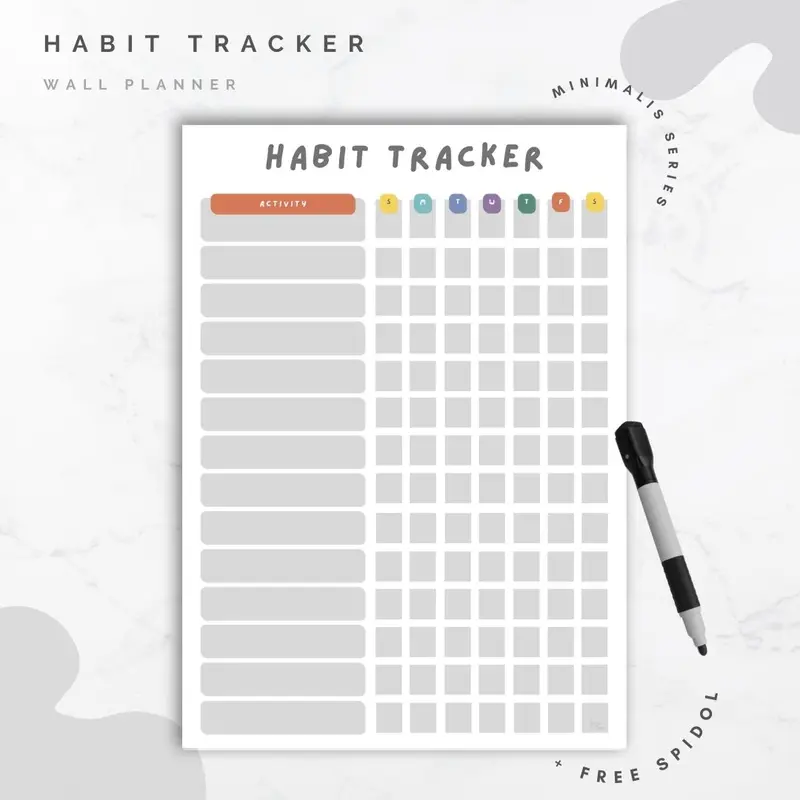 Wall Planner Solucine - Minimalis Series - Yearly Planner / Monthly Planner / Weekly Planner / Daily Planner / Meal Planner / Habit Tracker / Study Planner / To do List / Shopping List 5