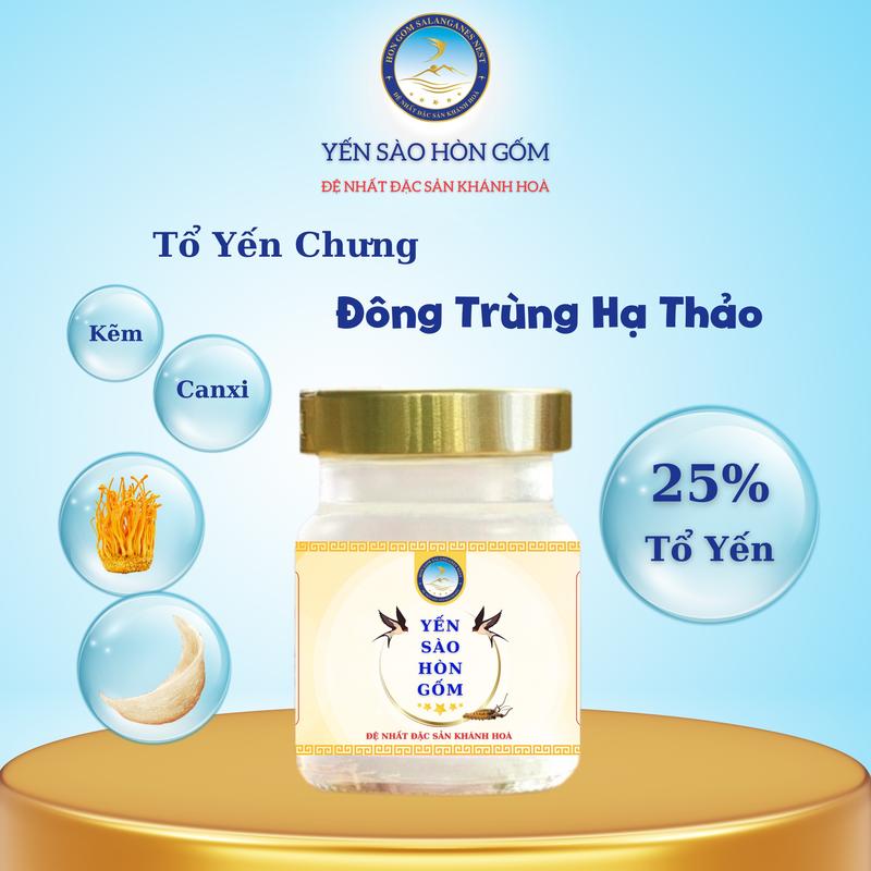 [Hộp 1 Hũ x 70 ml] Nước Yến Sào Đông Trùng Hạ Thảo - Yến Sào Hòn Gốm Chính Hiệu Khánh Hòa -HG SALANGANES NEST 0