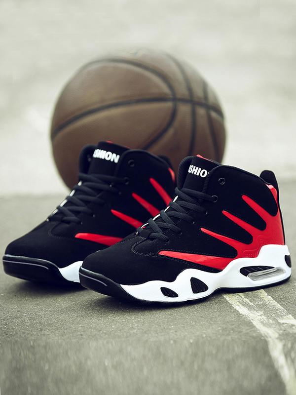 Men's 2024 New Arrival Summer Colorblock Lace Up Front Basketball Shoes, Casual Comfortable High Top Sneakers for Outdoor Sports, Running Shoes for All Seasons Bounciest Basketball Shoes,  High Top Tracks 3