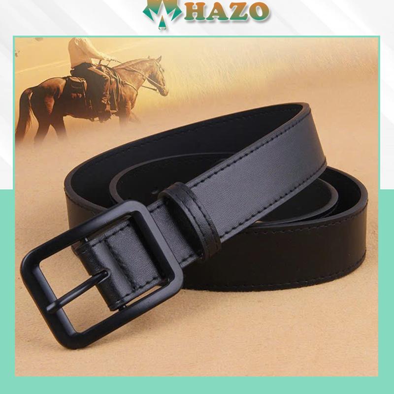 Thắt Lưng Dây Nịt Da Nam Mặt Đen Vuông Khóa Gài PK548 Siêu Bền Thiết kế Basic