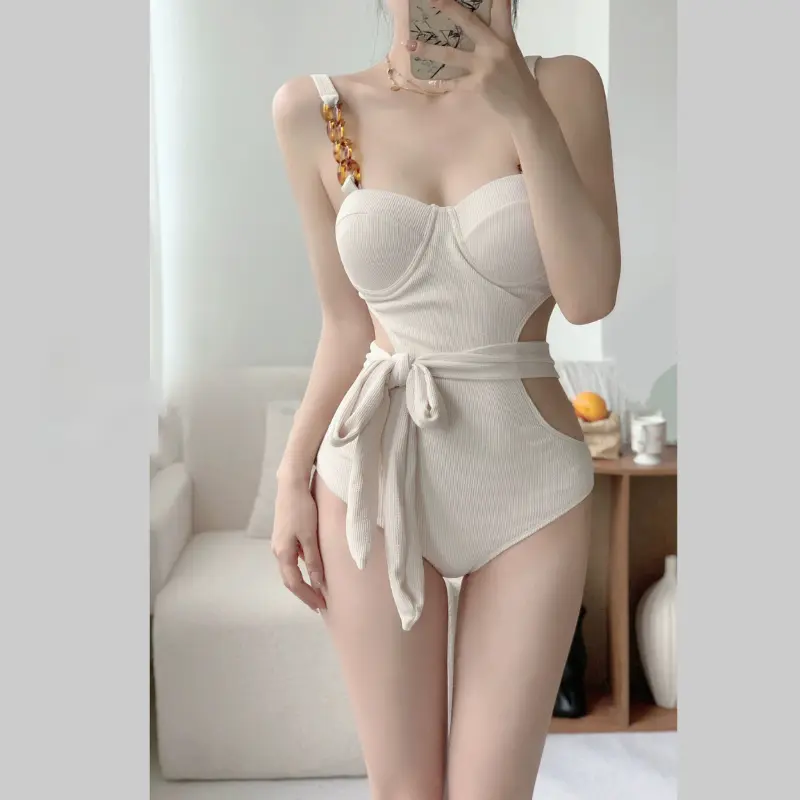 Bikini liền thân Bodysuit, đồ bơi đi biển một mảnh sexy mẫu mới nhất 2025 B034 Pinkslat