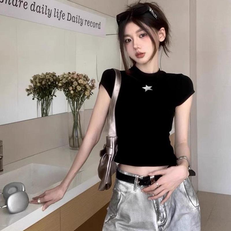 Áo Thun Baby Tee Nữ PINKSTORE29 Cổ Tròn In Hình Ngôi Sao Phong Cách Đơn Giản A5821