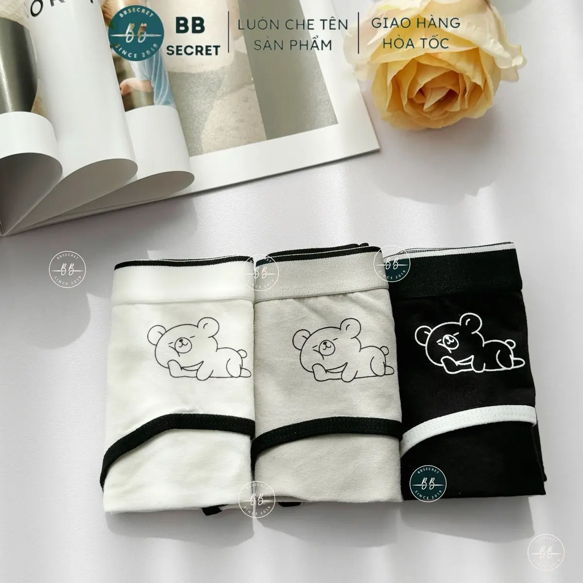 Quần lót nữ cotton cao cấp hình gấu con đáng yêu 245.64 - BB Secret bông chỉ giặt tay quan lo lot đồ