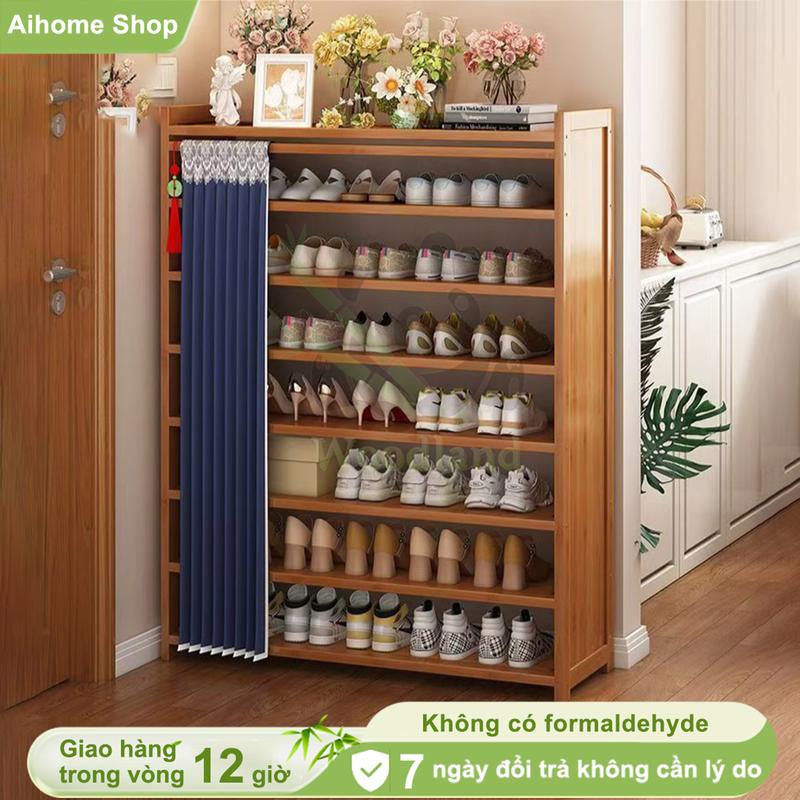  AI Kệ Để Giày Bằng Gỗ Cửa Gấp Gỗ Tre Tự Nhiên Kệ Giày Gỗ Chống Nước Chống Bụi Kệ Dép Gỗ 5 6 7 8 Tầng tủ đựng giày Chống bụi dung tích lớn lắp đặt dễ dàng 