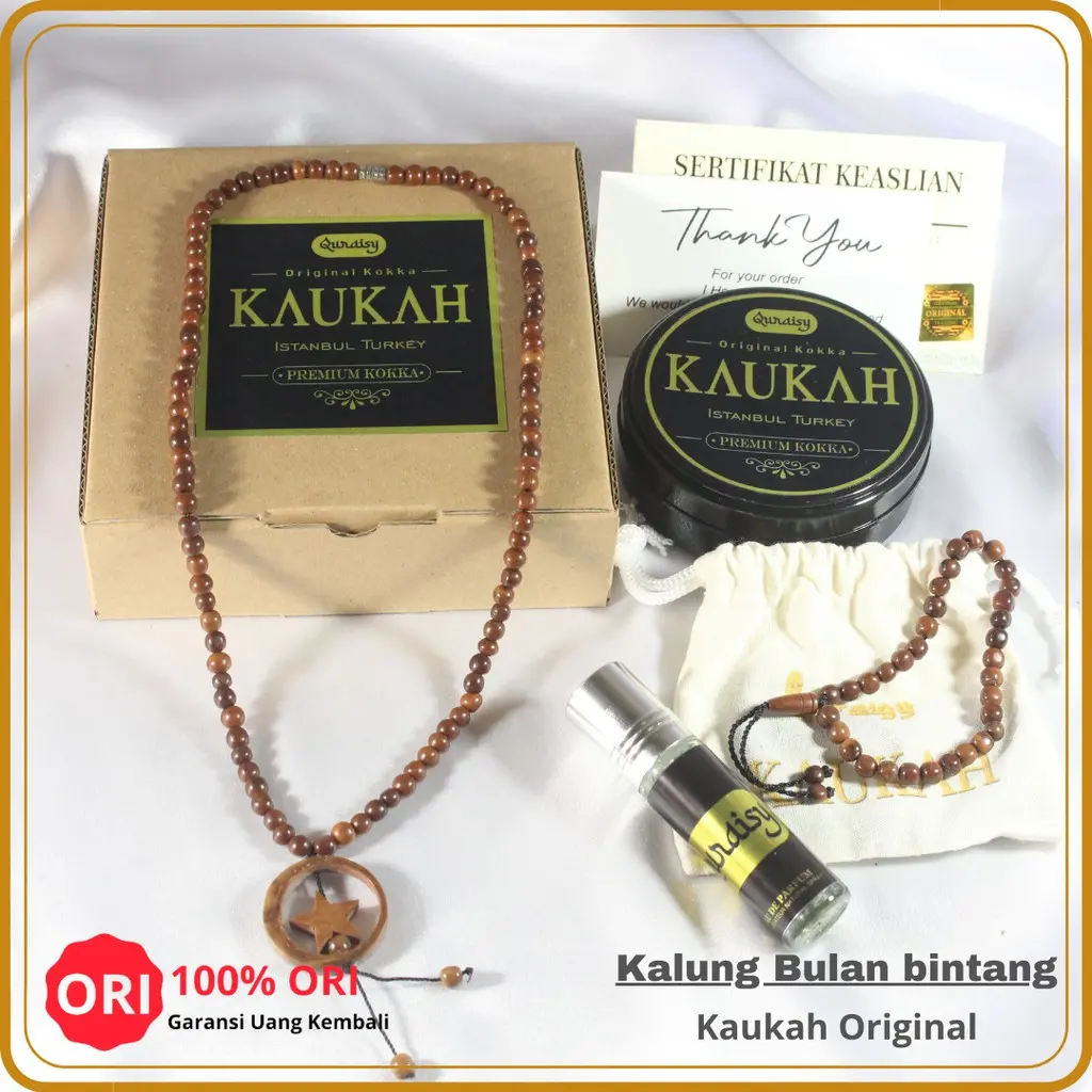 Kalung Kokka 100 % Bulan Bintang untuk Kesehatan Bersertifikat Kalung Pria Wanita Kaukah Kaokah Koka