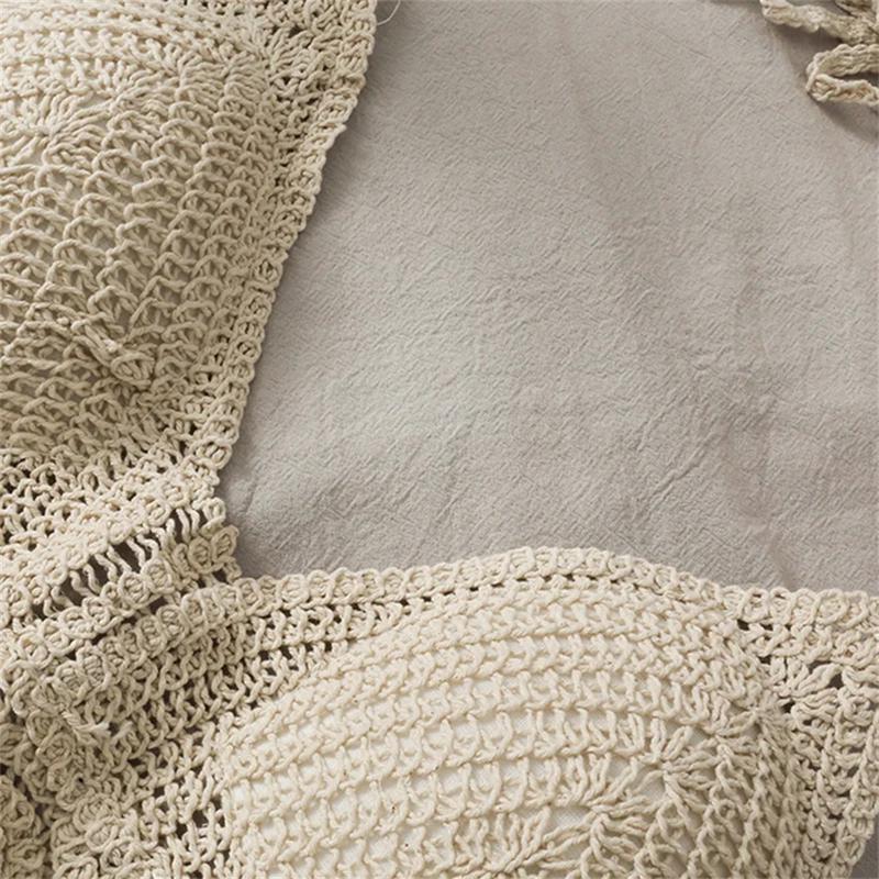 Áo Ba Lỗ Tua Rua, Áo Ba Lỗ Cropped Cotton khoét Áo Ngực Dệt Kim Thêu, Thích Hợp Cho Đồ Đi Biển, Yoga, Thời Trang Nữ, Phong Cách Boho, Trang Phục Thường Ngày Thích Hợp Cho Mùa Hè 4