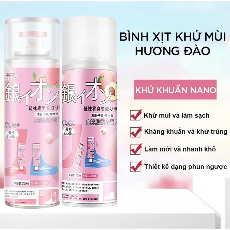 ￼[ Combo 5 chai] Chai Xịt Khử Mùi Giày Dép NaNo Bạc, Xịt Khử Mùi Hôi Chân Nano 260ml Nam 1