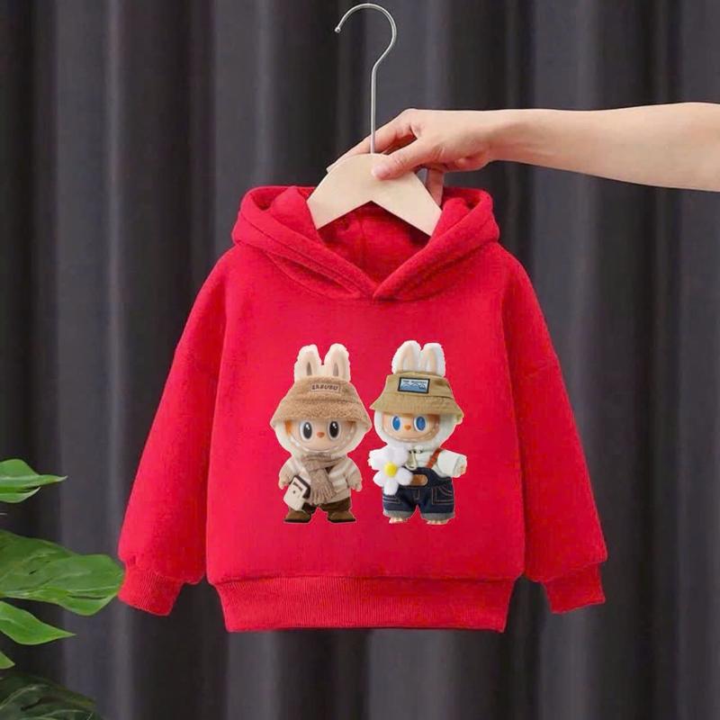 _Áo nỉ hoodie bé trai, bé gái hình LABUBU đôi dễ thương, mũ 2 lớp chất nỉ bông mềm mịn cho bé 6-30kg 4