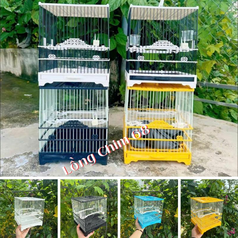 Lồng chim khuyên - lồng chim hút mật vuông nhựa để bàn 21x23cm - Tặng đầy đủ phụ kiện