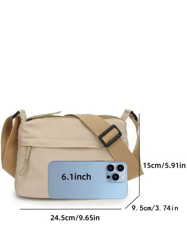 Women's Solid Nylon Crossbody Bag, Fashionable Casual Versatile Zipper Shoulder Bag for Daily Used, Crossbody Bag Women, Trendy All-match Commuter Bag 1