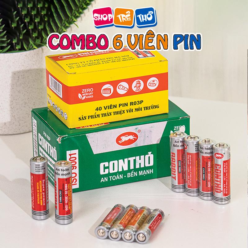 ComBo 6 Viên Pin Tiểu AA, AAA Pin con thỏ chính hãng sử dụng cho đồ chơi trẻ em