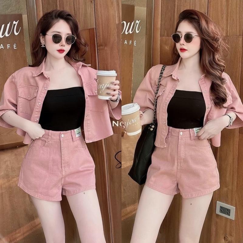 Set đồ nữ 3 món áo khoác quần kaki kèm lót xinh xắn cá tính phù hợp cho các nàng đi chơi Women