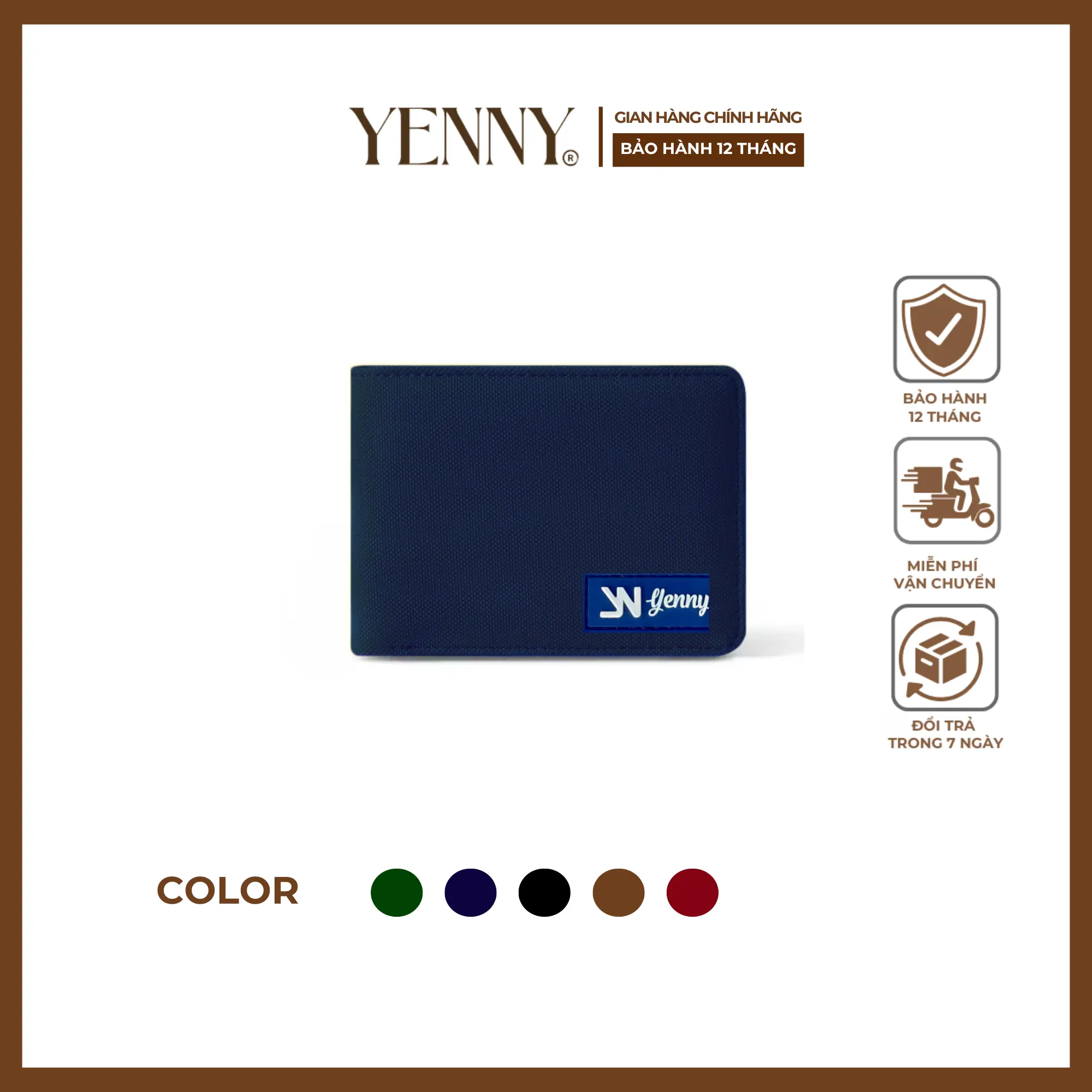 Ví vải ngang YENNY BRAND siêu bền đẹp chống nước Wallet Nhiều ngăn