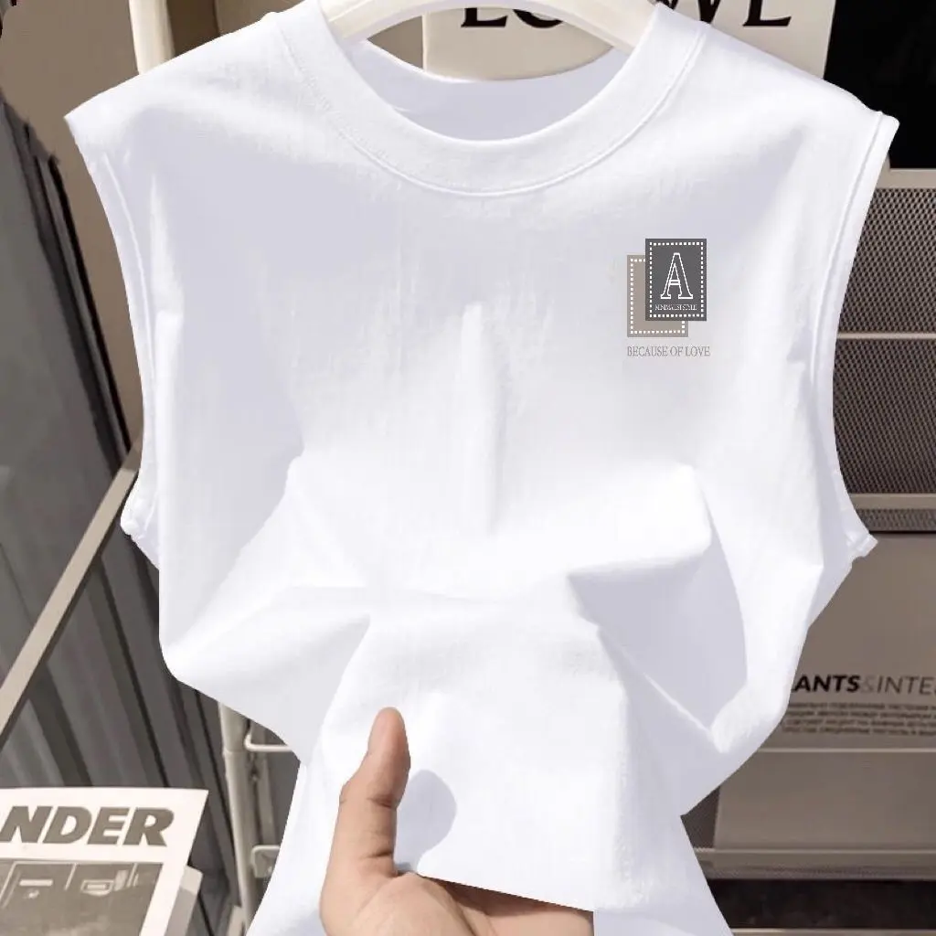 2025 Men's Summer New Sleeveless T-Shirt American Style Fitness Sports Loose Plus Size Tank Top