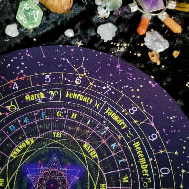 Pendulum Board for Divination, 2 Counts/set Rubber Divination Board with Dowsing Pendulum Necklace, Divination Pendulum Pad Metaphysical Message Board 5