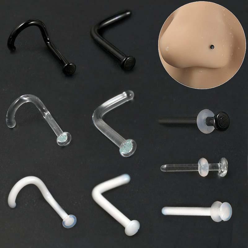 Khuyên Mũi Hiden Thủy Tinh 1 Chiếc Unisex Trong Suốt Trắng Và Đen