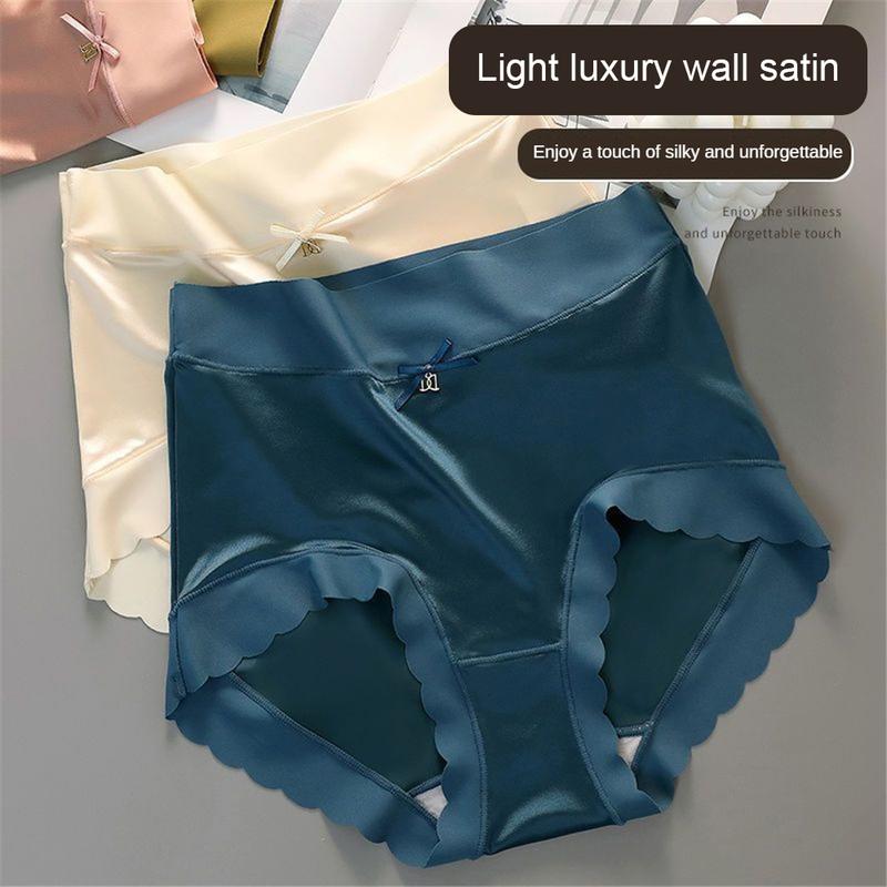 Đồ Lót Satin Lụa, Cạp Cao, Dành Cho Nữ, Lụa Lạnh Kháng Khuẩn, Liền Mạch, Thoáng Khí, Thoải Mái, Thân Thiện Với Làn Da, Quần Đùi Khỏa Thân Tam Giác Bụng Women Voi 0