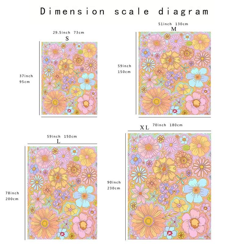 Floral Pattern Tapestry, Wall Hanging Tapestry, Cartoon Art Flower Decoration Background Cloth for Home Living Room Bedroom 1