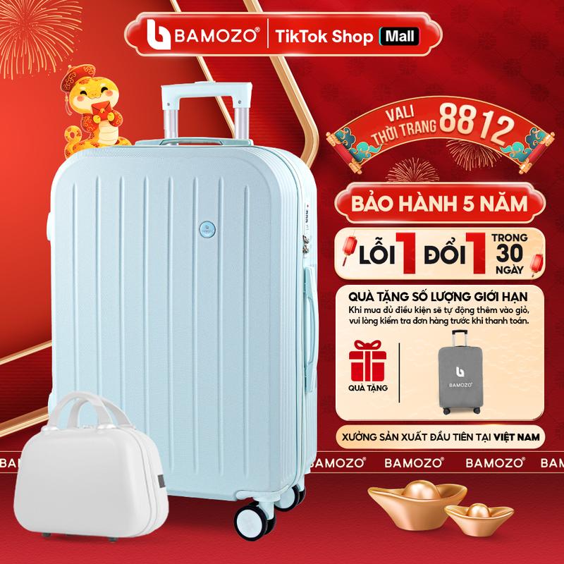   P1 - CỐP 0Đ  Vali Bamozo 8812 Bản Thường Size 20 24 Nhựa ABS PC Cao Cấp Bánh Xe Chống Ồn  - Tặng Bọc Vali 