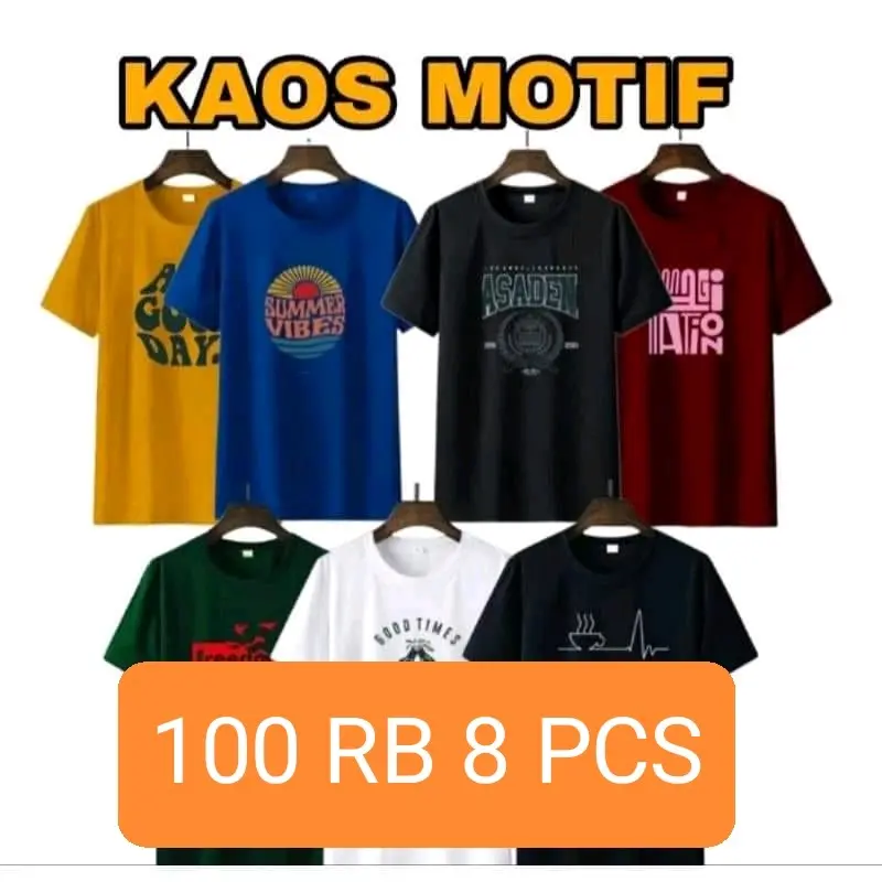 Kaos Distro 100 RB Motif Keren-8 Pcs