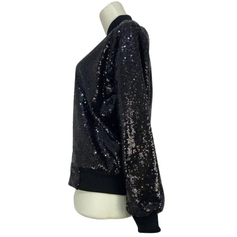 jacket bomber wanita full payet exclusive Jaket Outer Hitam 2