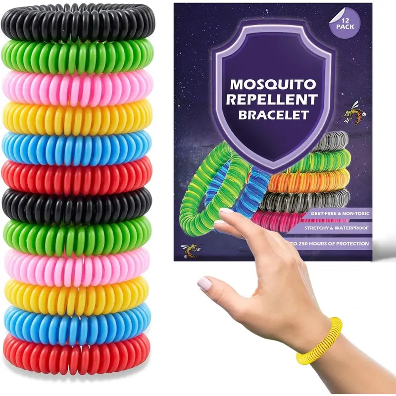 Mosquito Repellent Bracelet - 12 Bands, Triple Strength, Multi Coil, DEET-Free with 250 Hours Natural Anti Bug Wristbands for Adults & Kids - Insect Repellent Bracelet Bands 0