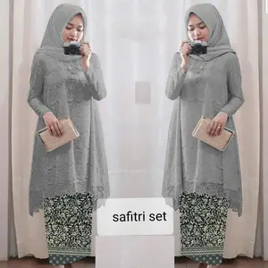 (S M L XL XXL) SET SAFITRI KEBAYA PREMIUM + ROK BATIK BRUKAT SERAGAM KONDANGAN WISUDA / KEBAYA TUNIK MUSLIM Silk