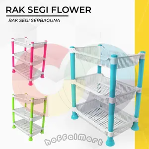 (COD) Segi Serbaguna DX -  Serbaguna susun 3 plastik rak bumbu Flower