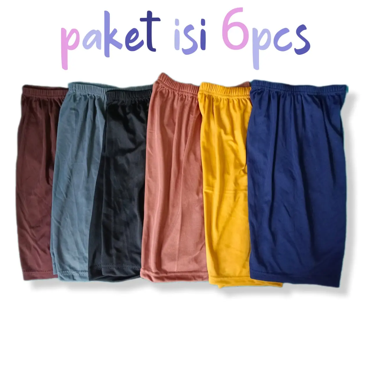 (Paket 6pcs) Legging Pendek /Celana Pendek Ketat /SHOT/CELANA PENDEK WANITA S M L XL 3L Polos Santai Mini Slim-fitting Hitam