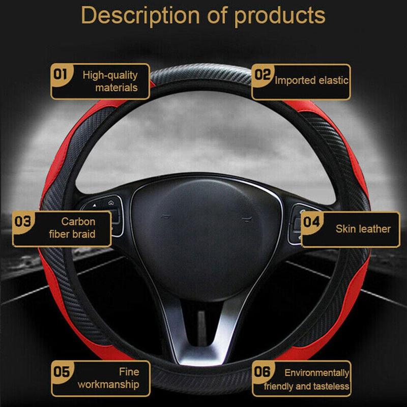 Product Introduction of Fashion Breathable Anti Slip Carbon Fiber Car Steering PU Decoration Wheel Universal Covers D2N0 33