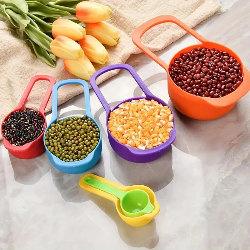 Rainbow Color Baking Measuring Cup & Spoon Set, 10pcs/set Multifunctional Mixing Bowl, Kitchen Supplies,   Vegetable Washing Plate 6