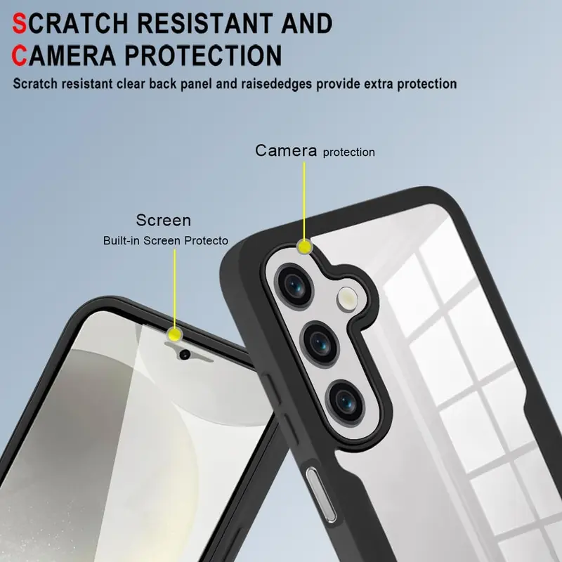 Huzhide for Samsung Galaxy A16 5G Case with Built-in Screen Protector, 360 Degree Full Body Protective Military Grade Shockproof Clear Cover Rugged Bumper Slim Phone Case for Galaxy A16 5G, Black 1