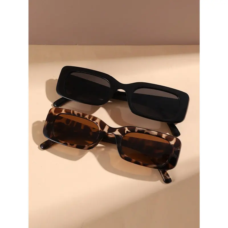 2pcs Y2K Square Cute Vintage Beach Fashion Eyeglasses For Men & Women 4