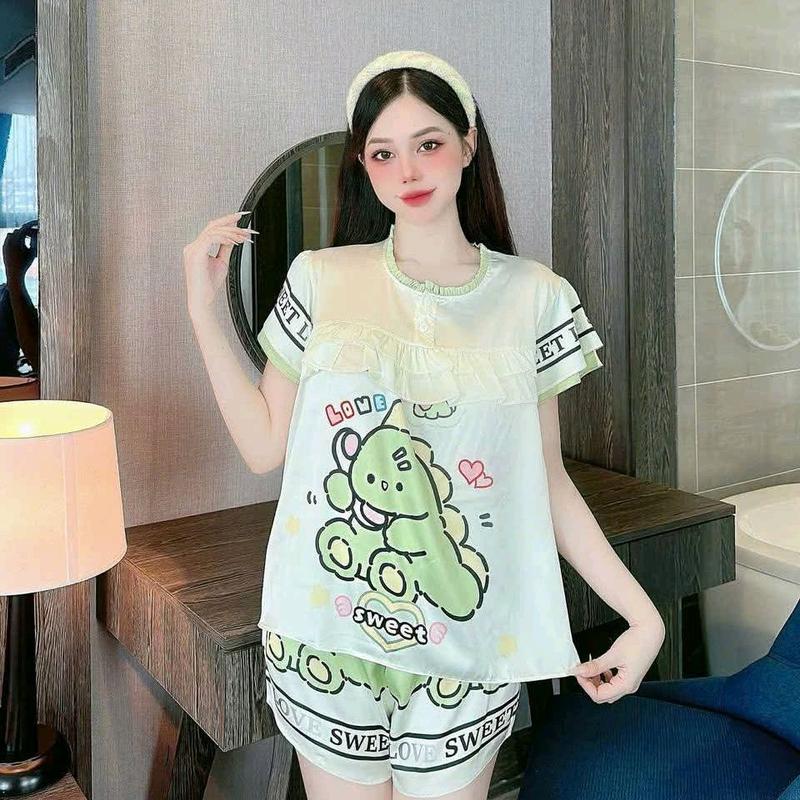Đồ bộ đùi hoạ tiết hoạt hình tay 2 tầng dễ thương cho nữ 5