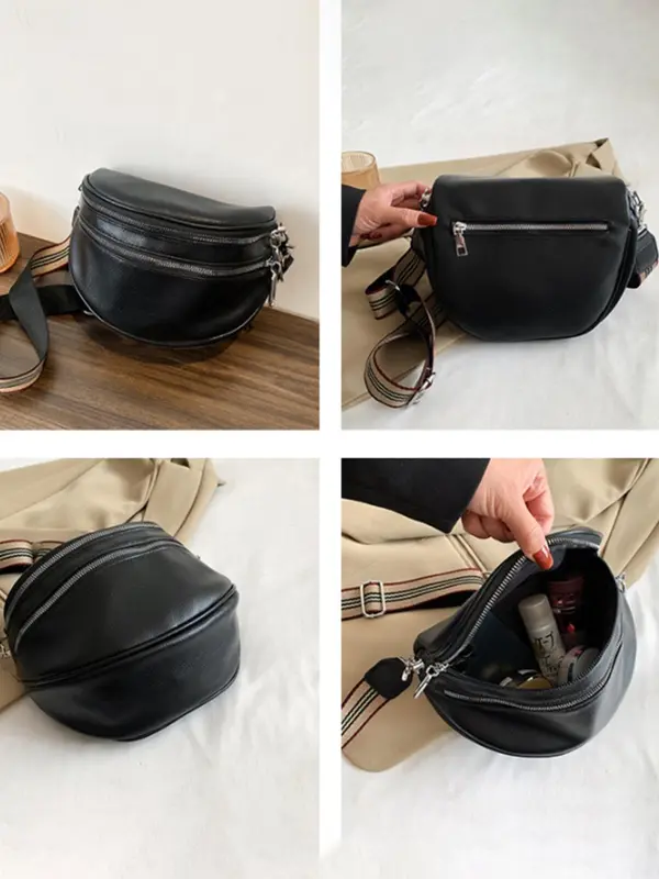 Women's Solid Color Fanny Pack, Fashionable Pu Leather Sling Bag for Daily Used, Casual Trendy Versatile High-quality Daily Commuting Bag 3