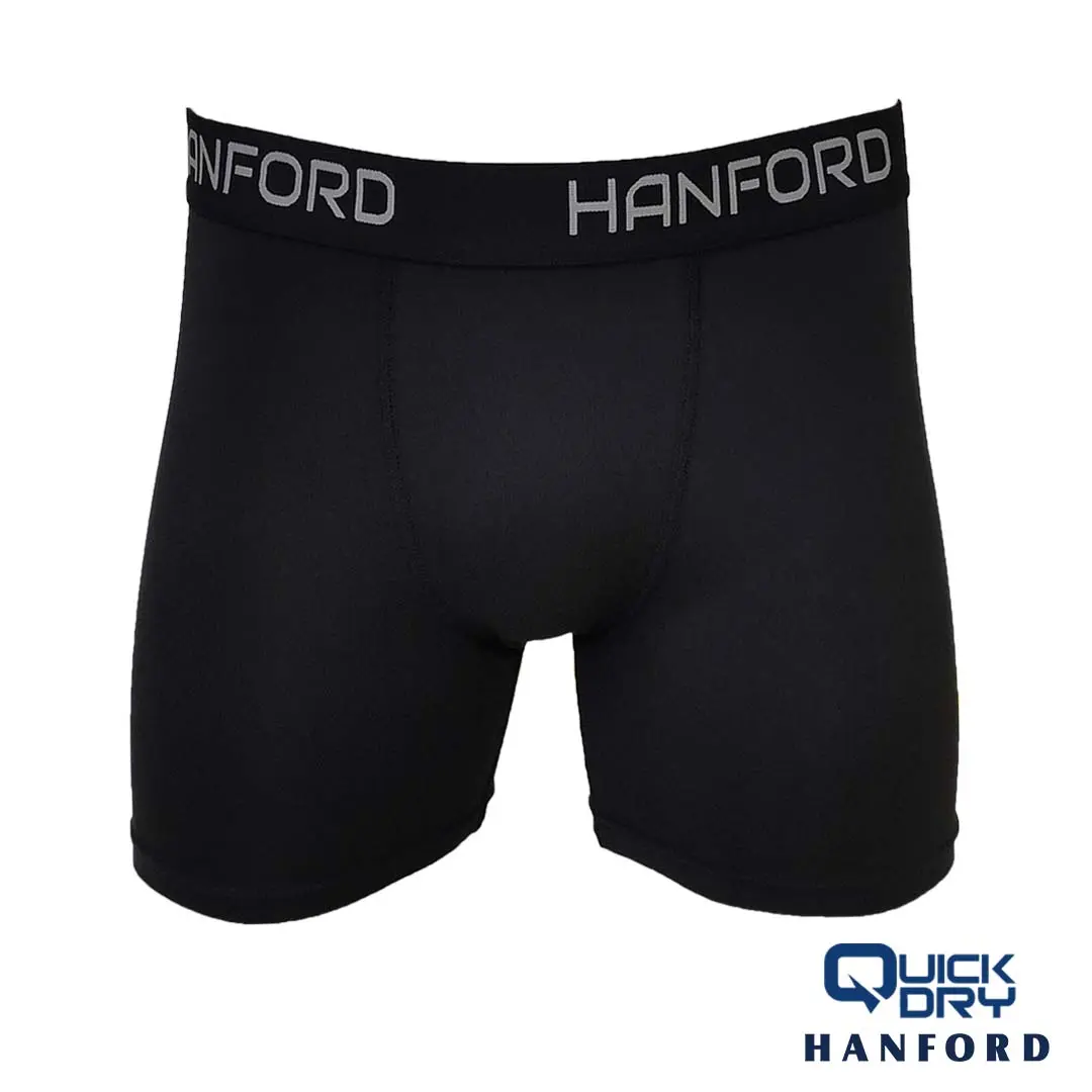 Hanford Athletic Men Pro Cool 2.0 Quick Dry Compression Boxer Shorts Flex - Black (Single Pack)