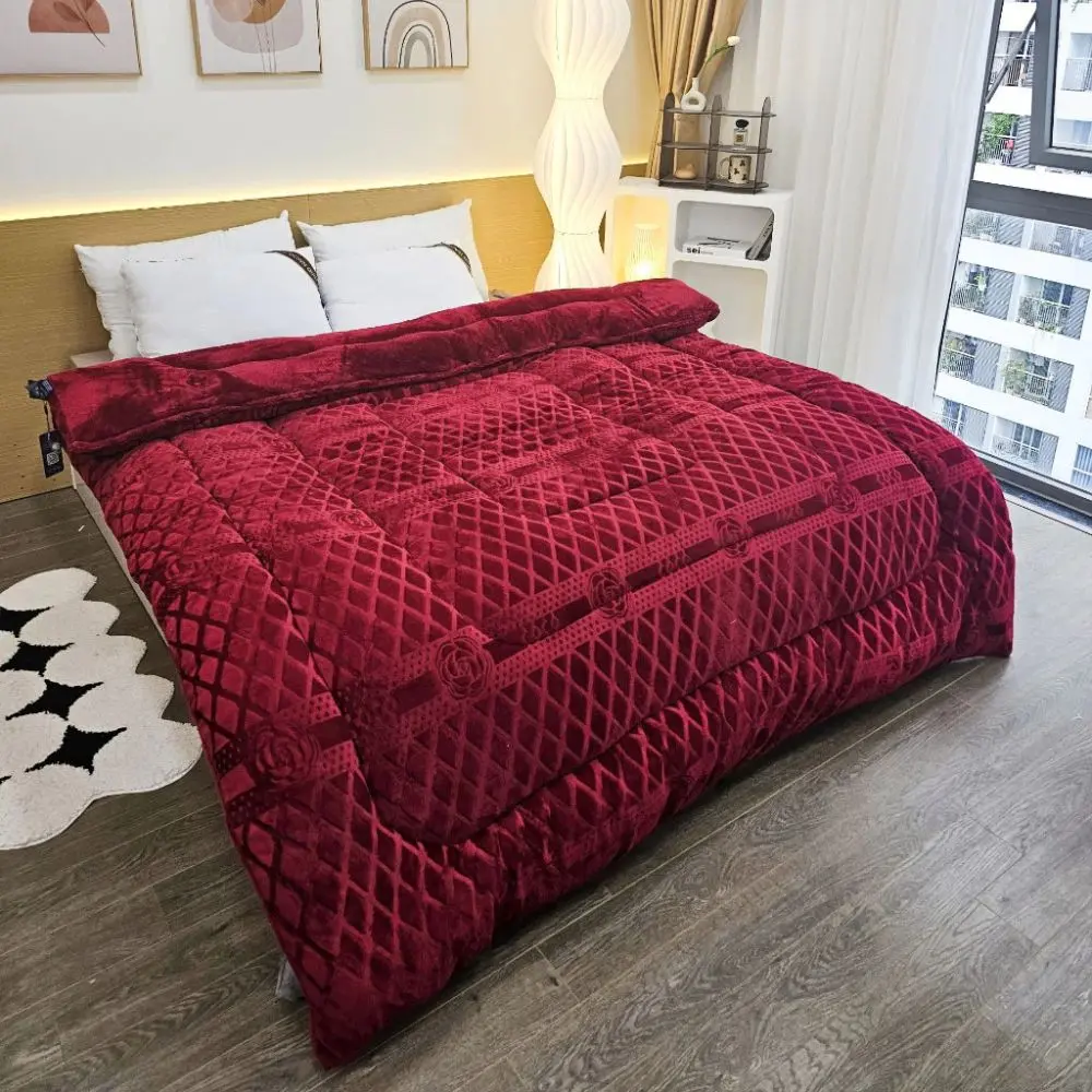 [DEAL ĐỘC QUYỀN] Chăn Nỉ Lông Thỏ COCO Siêu Ấm, Dày Dặn Mềm Mịn In Hoa Trà Sang Trọng, Kích Thước 2mx2m2, Loại 1 Chăn Lông Thỏ Cao Cấp chăncoco