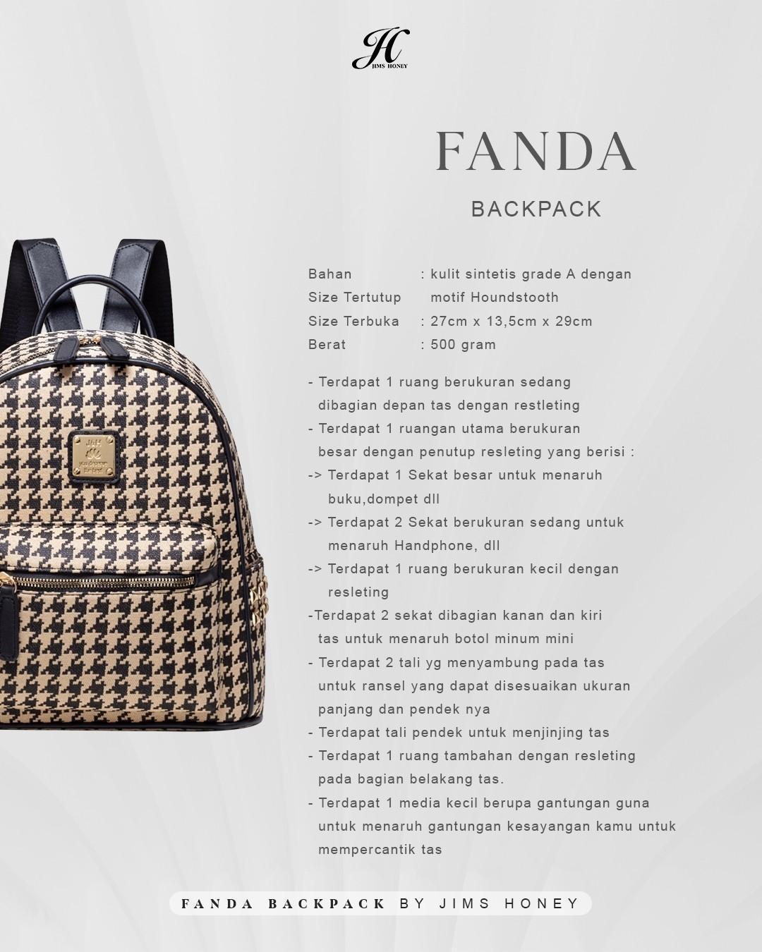 JIMS HONEY TAS RANSEL FANDA BACKPACK
