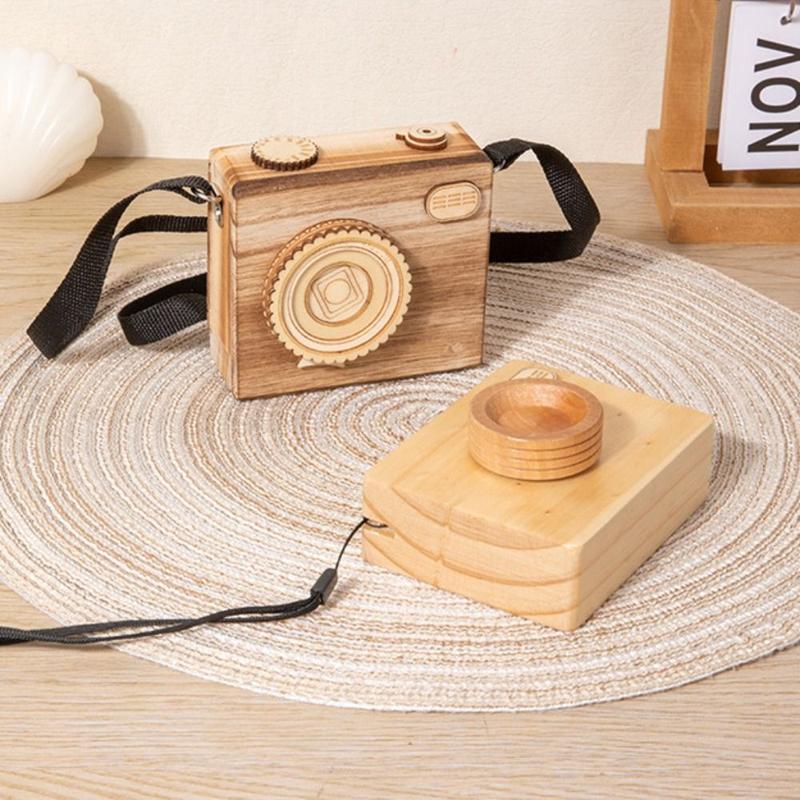 Product Introduction of Home Decor Wooden Music Box Vintage Exquisite Camera Ornament Creative Hand-Cranked Music Box Birthday 11