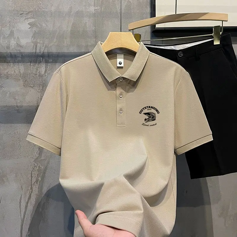 Large Size Multi-Color T-shirt Printed Simple Polo Shirt New Short Sleeve Fashion Men's Top