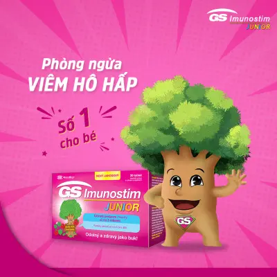 GS Imunostim Junior - Tăng cường miễn dịch và sức khỏe đường hô hấp (Hộp 20 Viên)