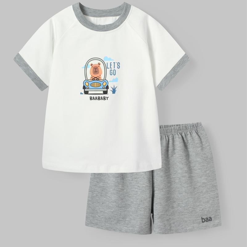 [DEAL SỐC] Đồ bộ cho bé trai Thun cotton ngắn tay in nổi họa tiết khủng long, Phi thuyền 12kg-35kg Vải Cotton - B-BC-DB04N-06 5