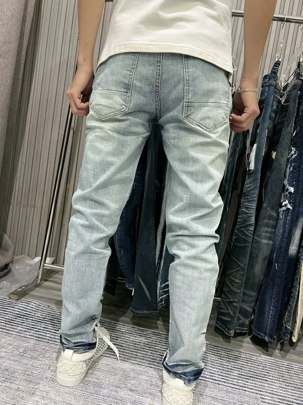 2 mẫu quần jean nam xanh in sao vá vải đen- nâu thanh lí DA9 4