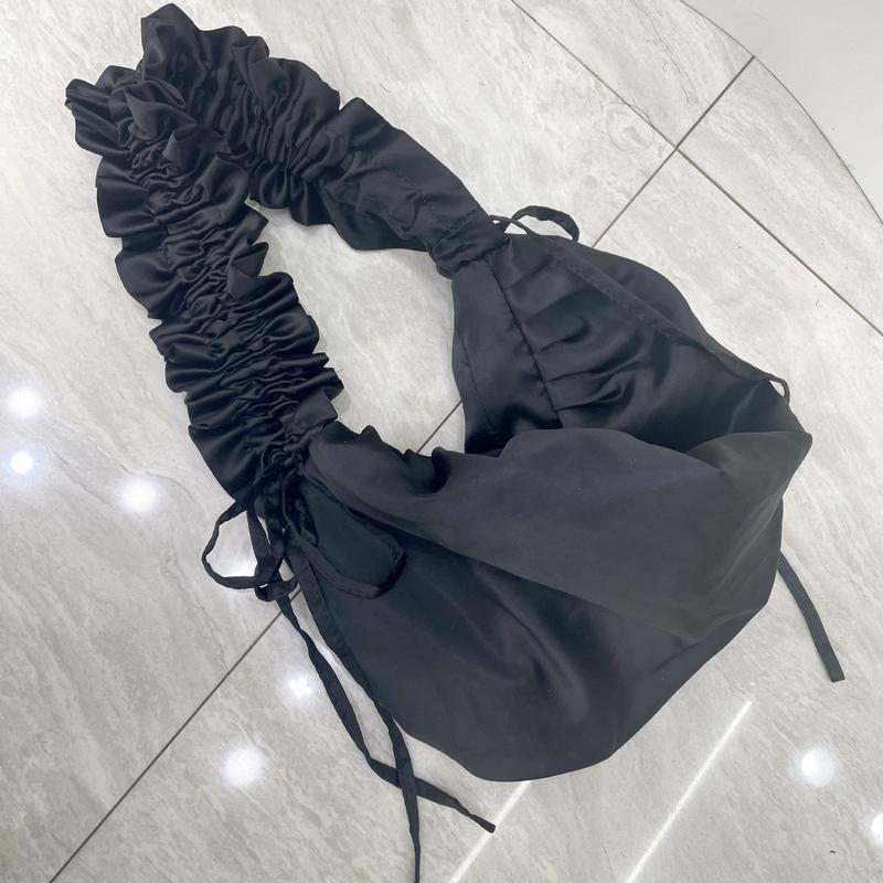 Product Introduction of Women Fashion Korea Ins Casual Pleated Lace Drawstring Designer Vintage Y2k Ladies Large Capacity Shoulder Canvas Bag Backpack 3